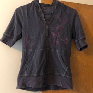 Embroidered Short Sleeve Zip Hoodie